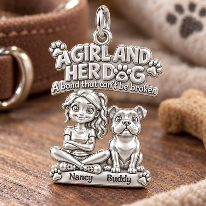 Unbroken Bond Charm Bracelet – Personalized Dog Mom Gift – macro detail of the charm