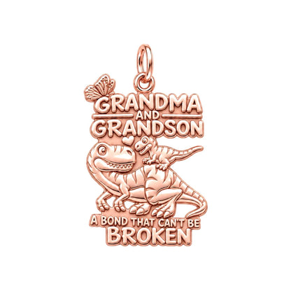 Unbroken Bond Dinosaur Charm Bracelet – Personalized Grandma Gift – rose gold charm, front view