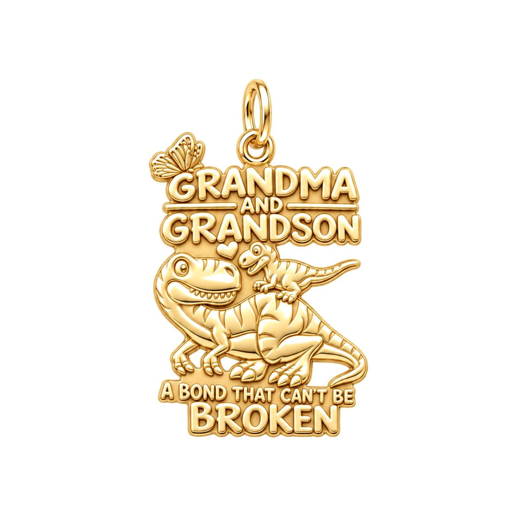 Unbroken Bond Dinosaur Charm Bracelet – Personalized Grandma Gift – 18K gold charm, front view