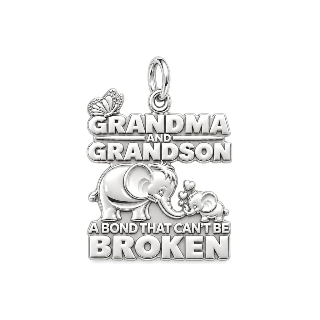 Unbroken Bond Elephant Charm Bracelet – Personalized Nana Gift – silver charm, front view