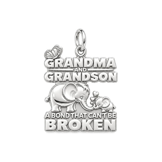 Unbroken Bond Elephant Charm Bracelet – Personalized Nana Gift – silver charm, front view