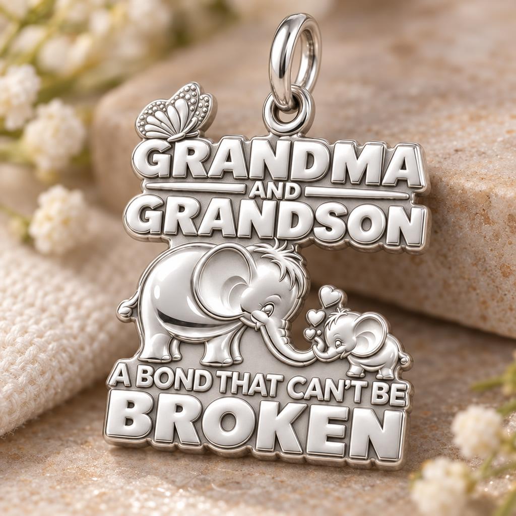 Unbroken Bond Elephant Charm Bracelet – Personalized Nana Gift – macro detail of the charm