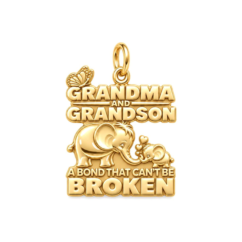 Unbroken Bond Elephant Charm Bracelet – Personalized Nana Gift – 18K gold charm, front view