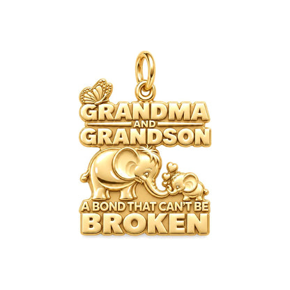 Unbroken Bond Elephant Charm Bracelet – Personalized Nana Gift – 18K gold charm, front view