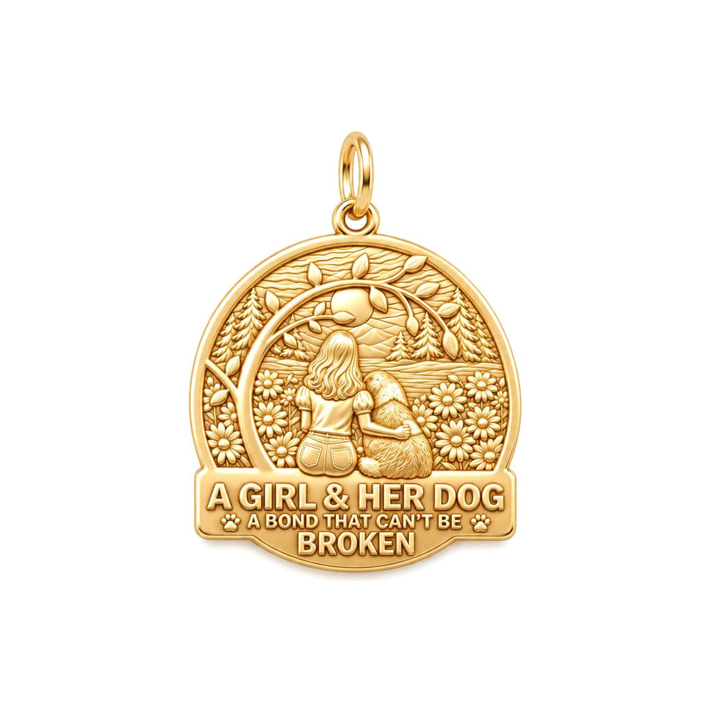 Unbroken Bond Meadow Charm and Polyester Cord Bracelet Set – 18K gold plated 3 cm charm, front view