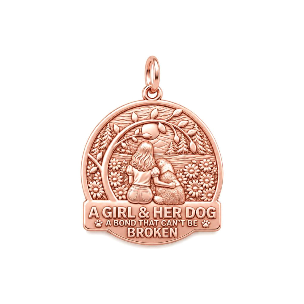 Unbroken Bond Meadow Charm and Polyester Cord Bracelet Set – rose gold 3 cm charm, front view