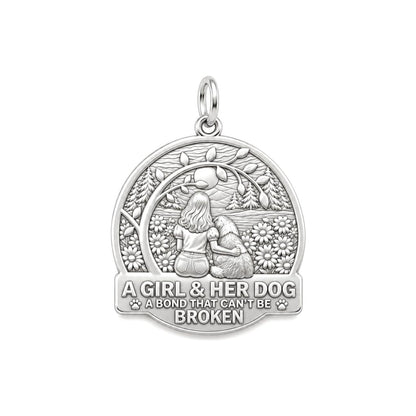 Unbroken Bond Meadow Charm and Polyester Cord Bracelet Set – silver plated 3 cm charm, front view