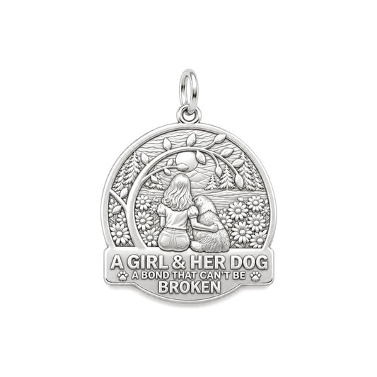 Unbroken Bond Meadow Charm and Polyester Cord Bracelet Set – silver plated 3 cm charm, front view
