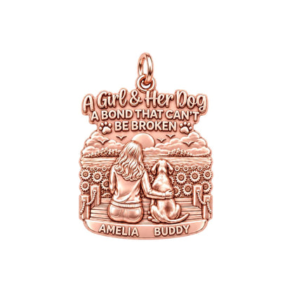 Unbroken Bond Pier Charm Bracelet – Personalized Dog Mom Gift – rose gold 3 cm charm, front view