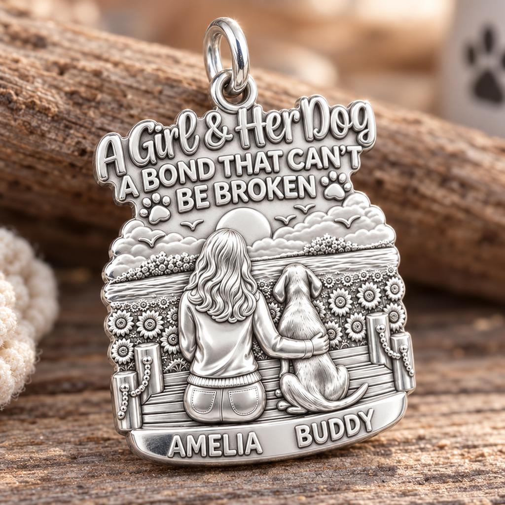 Unbroken Bond Pier Charm Bracelet – Personalized Dog Mom Gift – macro detail of the charm