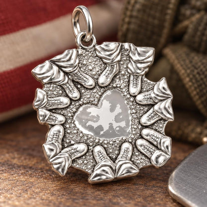 United Boots Heart Charm Bracelet – Personalized Veteran Gift – macro detail of the charm