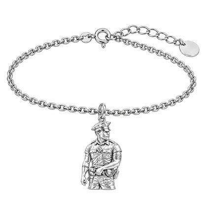 Valiant Hero in Uniform Charm Bracelet Set – silver, front view