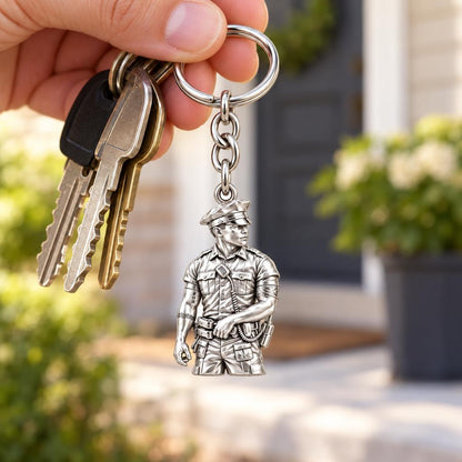 Valiant Hero in Uniform Charm Keychain – worn / in use