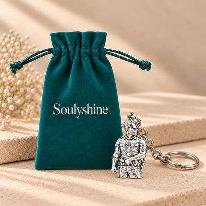 Valiant Hero in Uniform Charm Keychain – Soulyshine velvet gift pouch