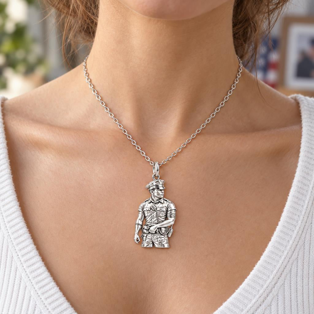 Valiant Hero in Uniform Charm Necklace Set – worn / in use