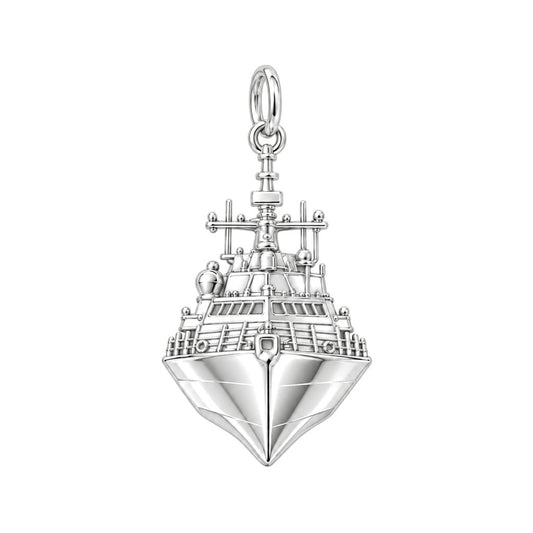 Valiant Navy Destroyer Charm Bracelet – Personalized Veteran Gift – silver charm, front view