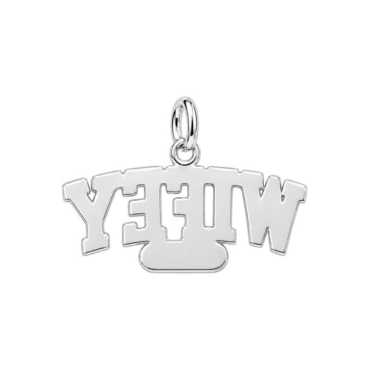 Varsity Wifey Charm Bracelet – Personalized Couple Gift – back of the charm, engraving area