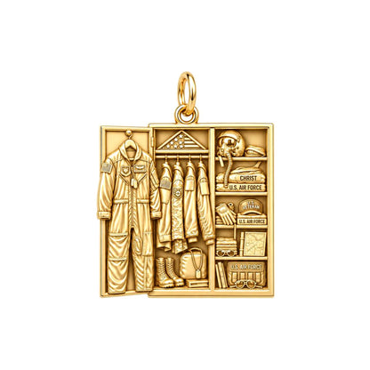 Veteran's Locker Charm Bracelet – Personalized Veteran Gift – 18K gold charm, front view