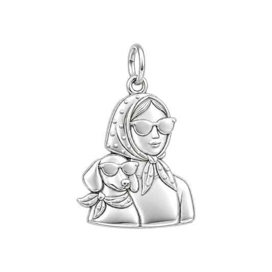 Vintage Duo Road Trip Charm and Polyester Cord Bracelet Set – silver charm, front view