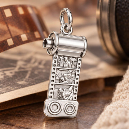 Vintage Film Roll Charm Bracelet – Personalized Mom Gift – macro detail of the charm