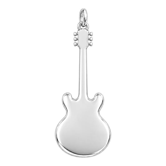 Vintage Hollow Body Guitar Charm Bracelet – Personalized Musician Gift – back of the charm, engraving area