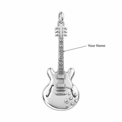 Vintage Hollow Body Guitar Charm Bracelet – Personalized Musician Gift – personalization guide