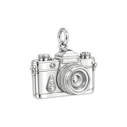 Vintage Lens Flashback Charm Bracelet – Personalized Photographer Gift – silver charm, front view