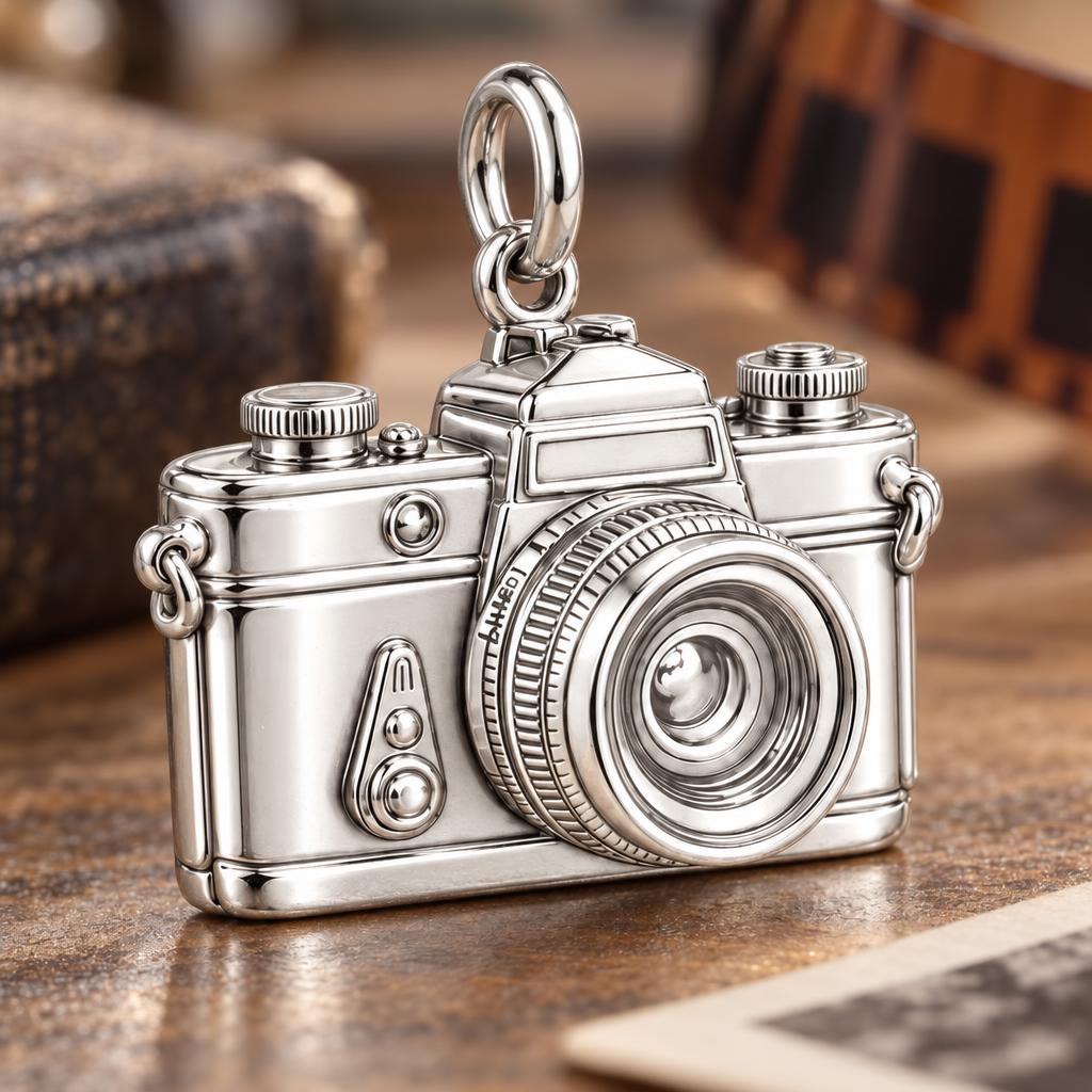 Vintage Lens Flashback Charm Bracelet – Personalized Photographer Gift – macro detail of the charm