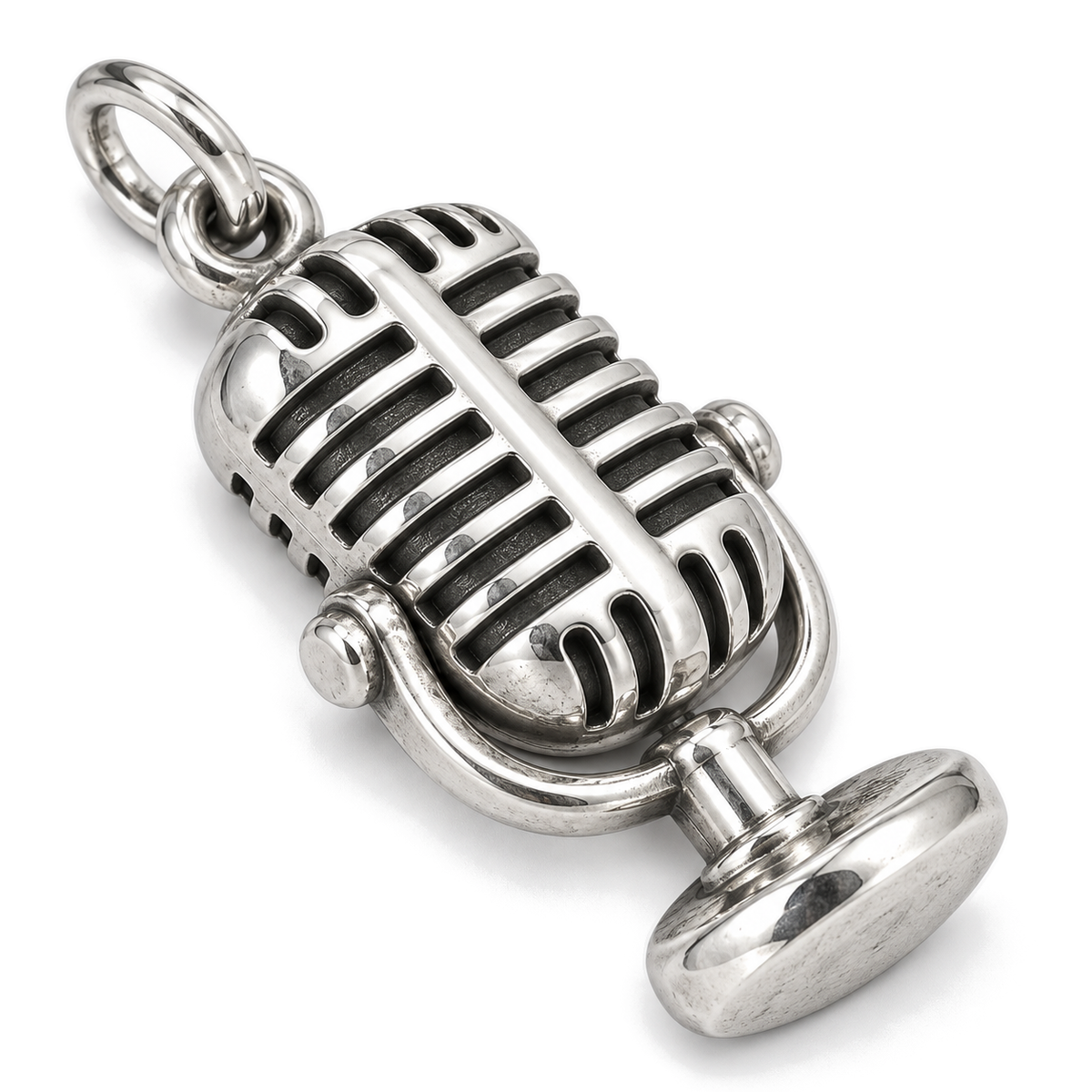 Vintage Microphone Charm — Silver Super Macro | charm-topics-remaining-444-2026-09-14 | topic-003