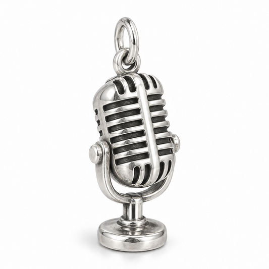 Vintage Microphone Charm — Silver | charm-topics-remaining-444-2026-09-14 | topic-003