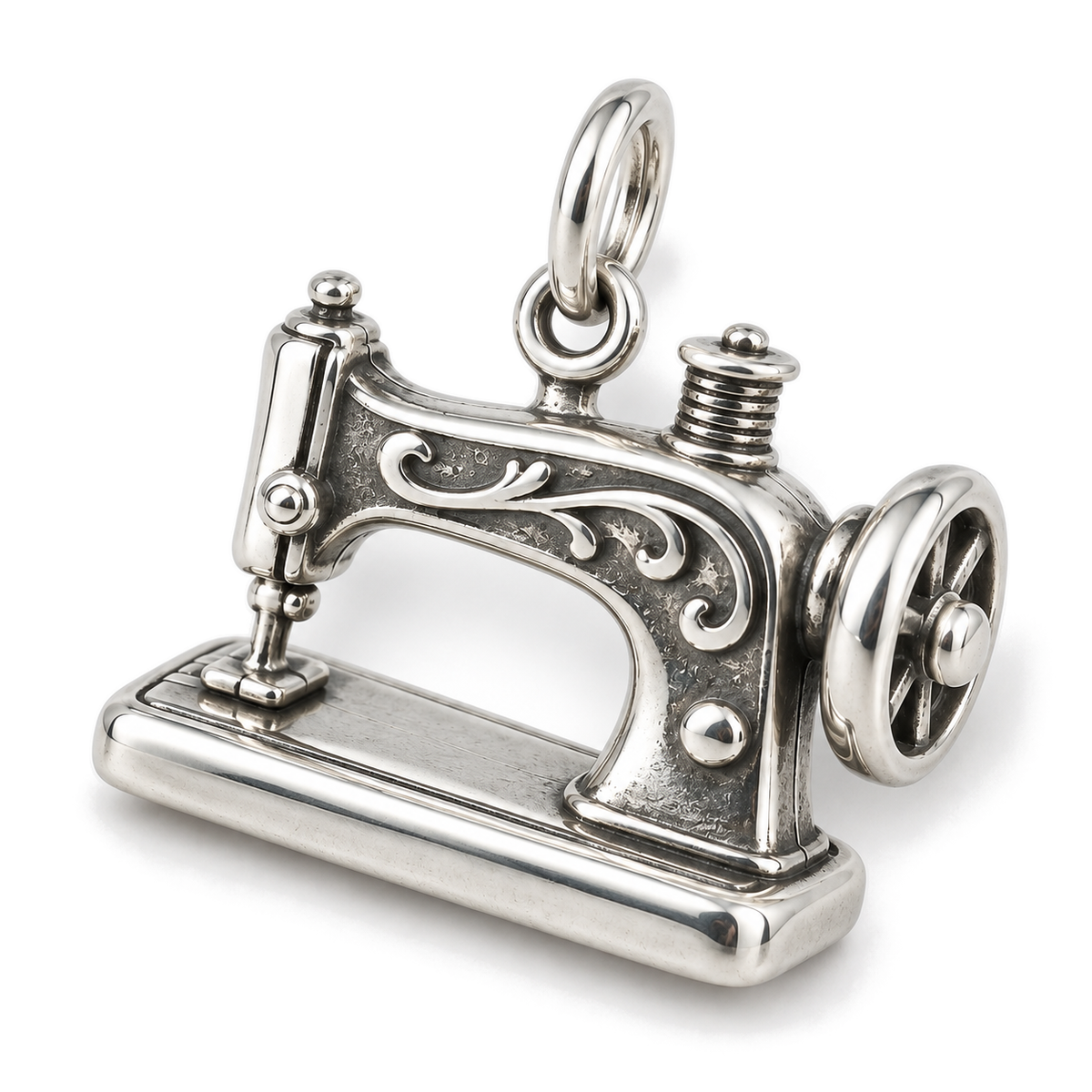 Vintage Sewing Machine Charm — Silver Super Macro | charm-topics-remaining-444-2026-09-14 | topic-229