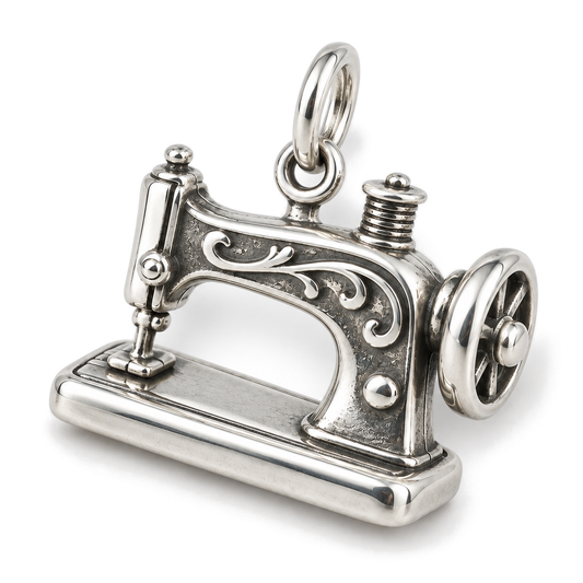 Vintage Sewing Machine Charm — Silver Super Macro | charm-topics-remaining-444-2026-09-14 | topic-229