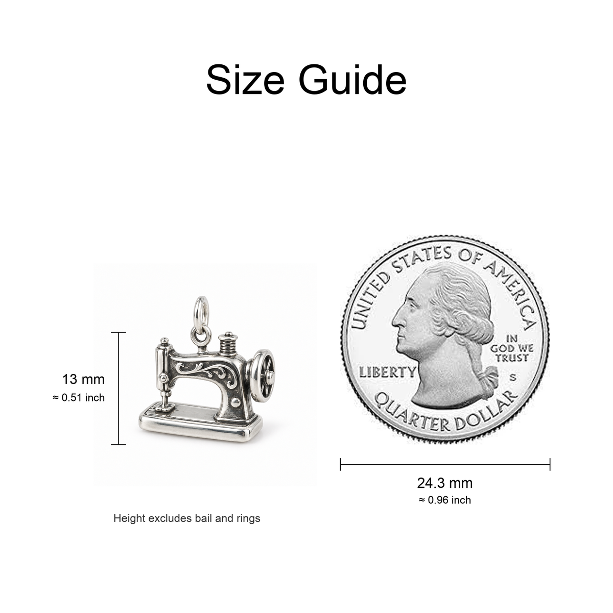 Vintage Sewing Machine Charm — Size Guide | charm-topics-remaining-444-2026-09-14 | topic-229
