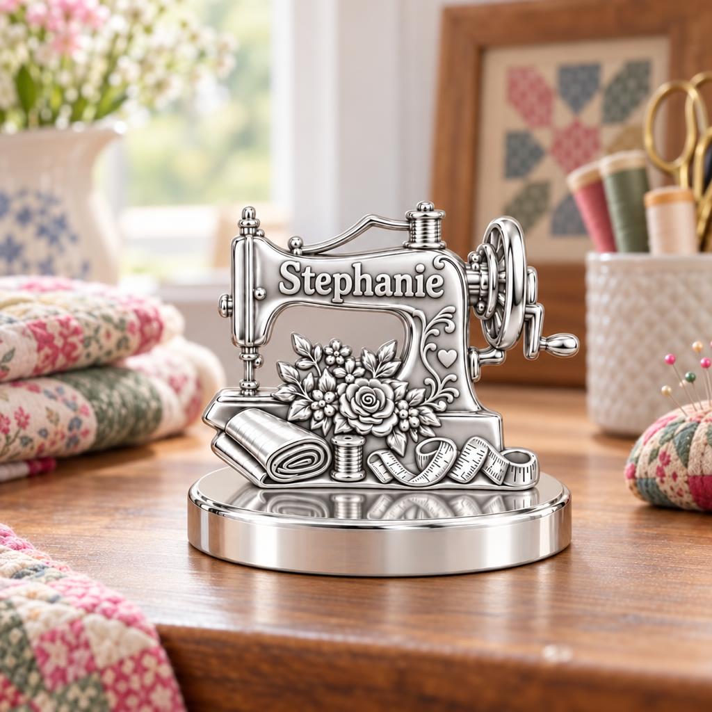 Vintage Sewing Machine Keepsake Plaque – worn / in use