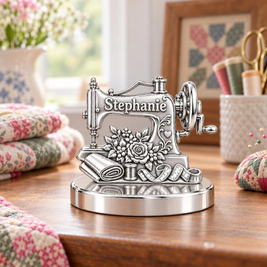 Vintage Sewing Machine Keepsake Plaque – worn / in use