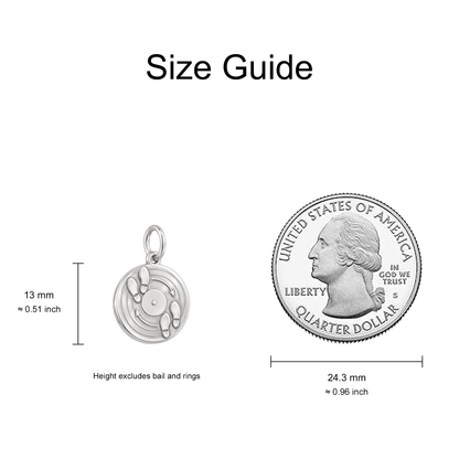 Vinyl Record and Dance Steps Charm — Size Guide — 13 mm body excluding bail and rings — 50-works-silver-20260916-27
