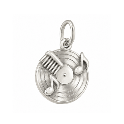 Vinyl Record and Music Note Charm — Silver — 50-works-silver-20260916-147