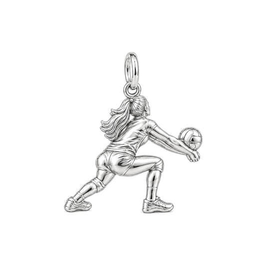 Volleyball Hitter Charm Bracelet – Personalized Athlete Gift – back of the charm, engraving area