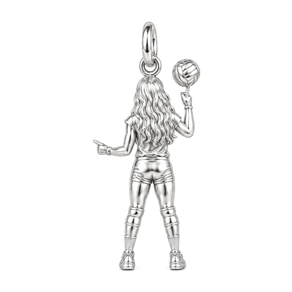 Volleyball Star Athlete Charm Bracelet – Personalized Mom Gift – back of the charm, engraving area