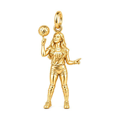 Volleyball Star Athlete Charm Bracelet – Personalized Mom Gift – 18K gold charm, front view