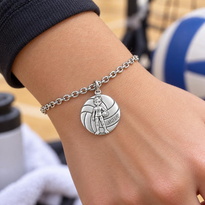 Volleyball Star Player Charm Bracelet Set – worn / in use