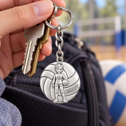 Volleyball Star Player Charm Keychain – worn / in use
