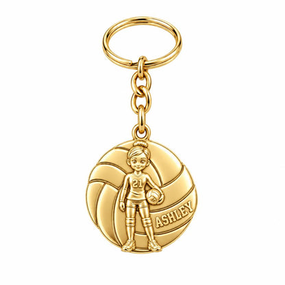 Volleyball Star Player Charm Keychain – 18K gold, front view