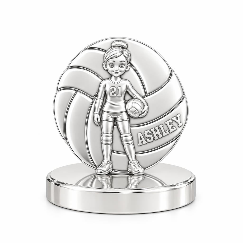 Volleyball Star Player Keepsake Plaque – silver, front view