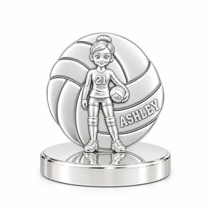 Volleyball Star Player Keepsake Plaque – silver, front view