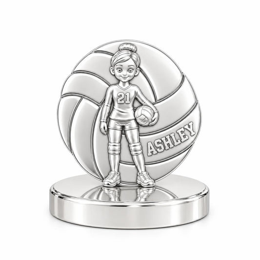 Volleyball Star Player Keepsake Plaque – silver, front view