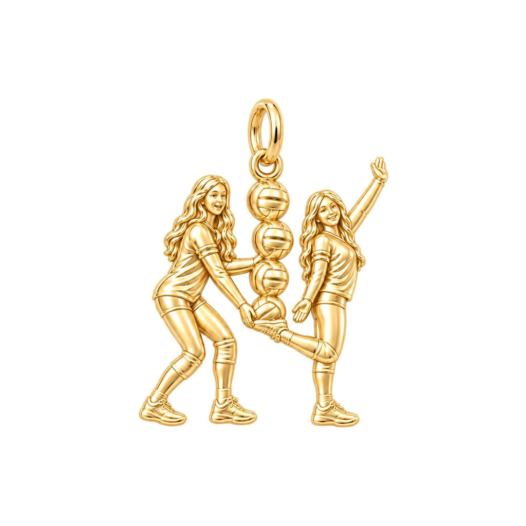 Volleyball Teammates Charm Bracelet – Personalized Athlete Gift – 18K gold charm, front view