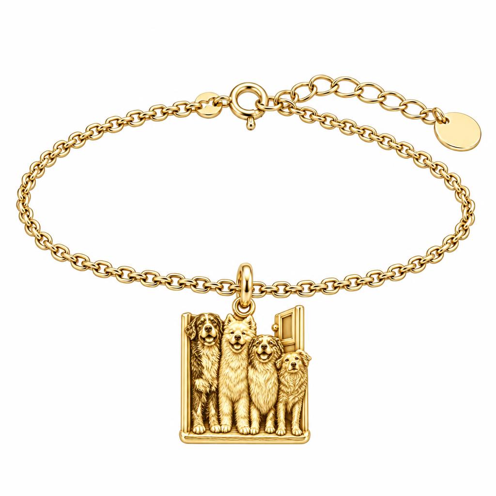 Waiting at the Door Charm Bracelet Set – 18K gold, front view