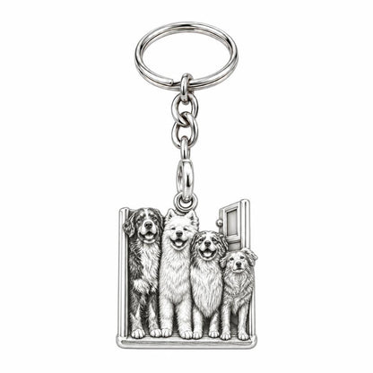 Waiting at the Door Charm Keychain – silver, front view