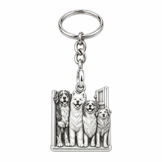 Waiting at the Door Charm Keychain – silver, front view